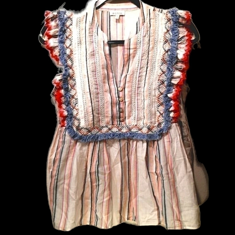 Ella Moss Women's S Ruffled Cute Sleeveless Top